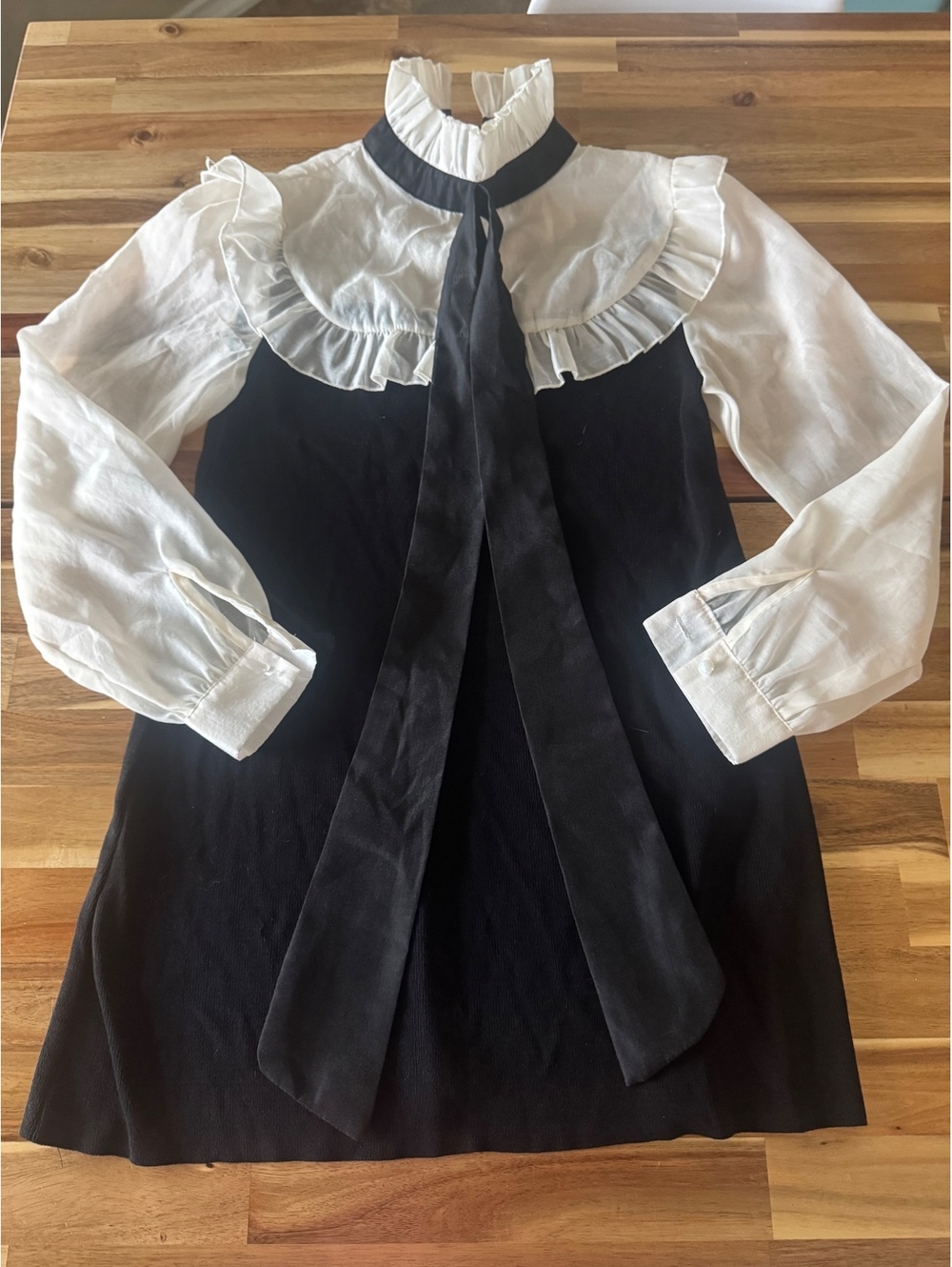 Women’s S Black White Ruffle Costume Dress Gothic Victorian Halloween Cosplay